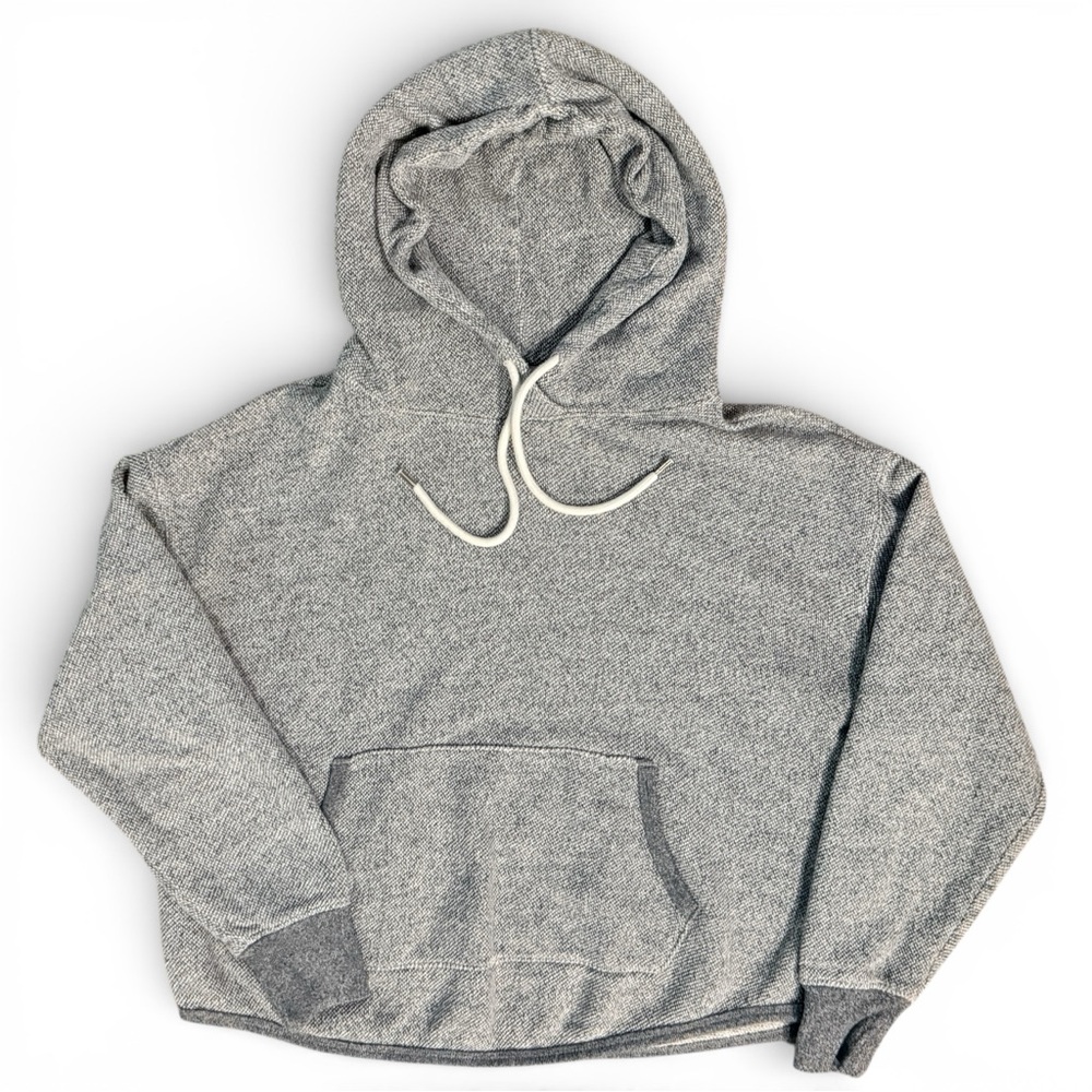 Gap Sweats Tweed Knit Pullover Hoodie Charcoal Heather Womens Medium